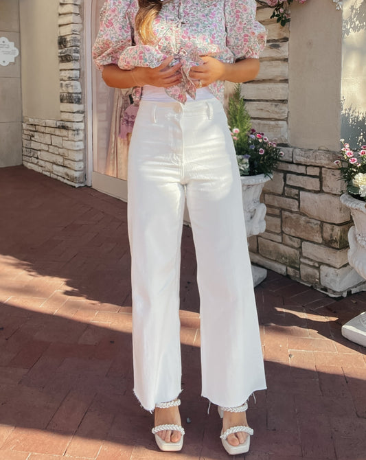 Straight Wide Leg Denim Pants | WHITE