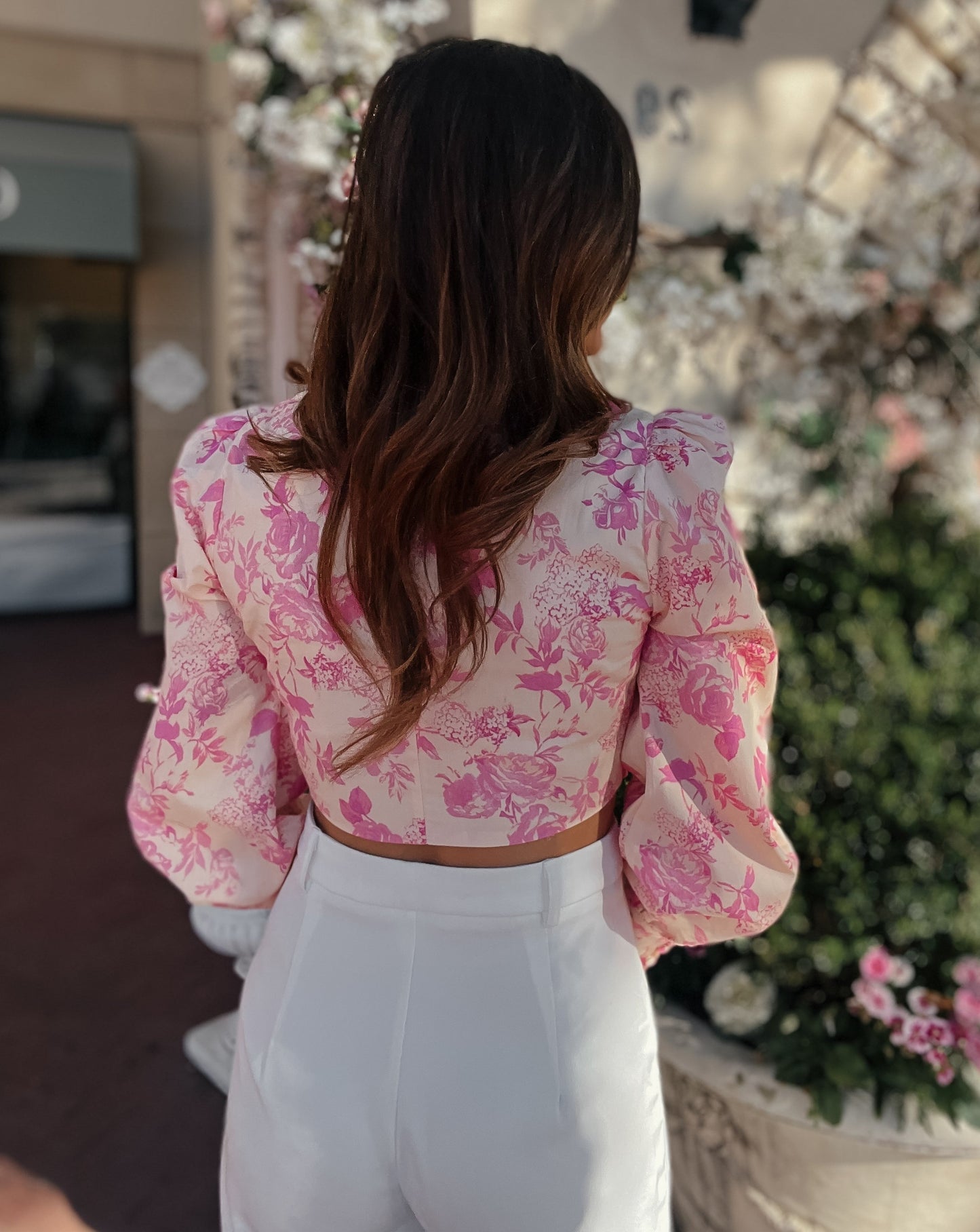 Sadie Pink Floral Button Down Corset Top