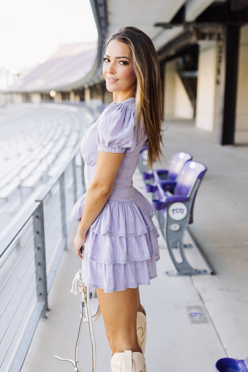 Lavender Tiered Ruffle Dress