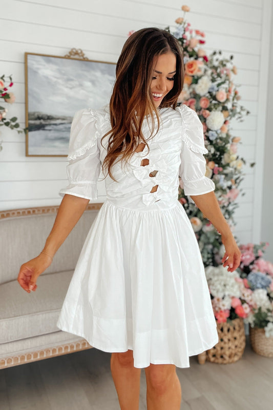 Taylor White Bow Mini Dress