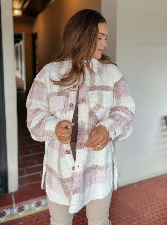 Teddy Pink Plaid Shacket