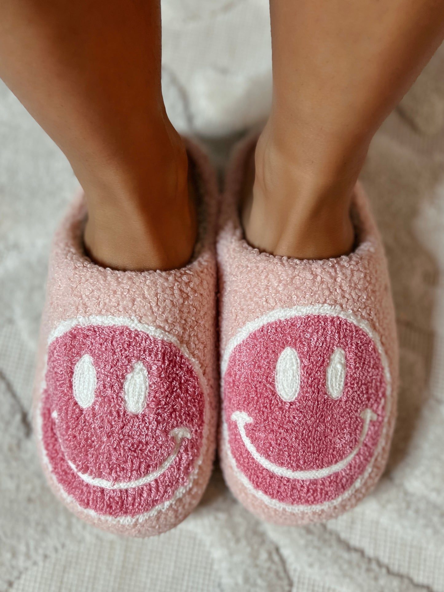 Light Pink Smiley Face Slippers