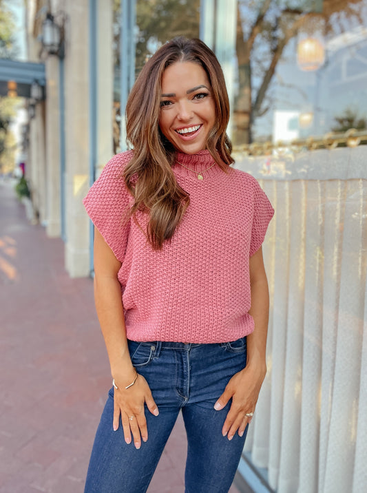 Blushing in Mauve Pink Sweater Vest