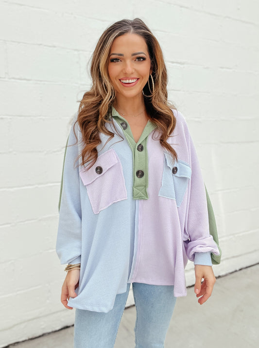 Lavender Color Block Pullover