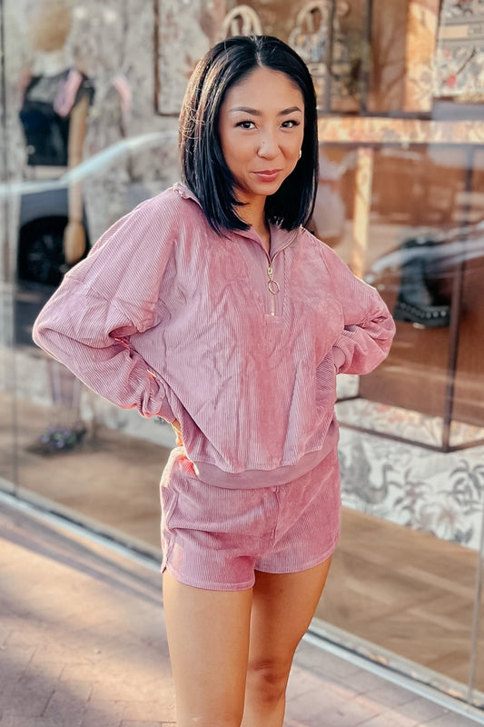 Tara Velour Track Shorts