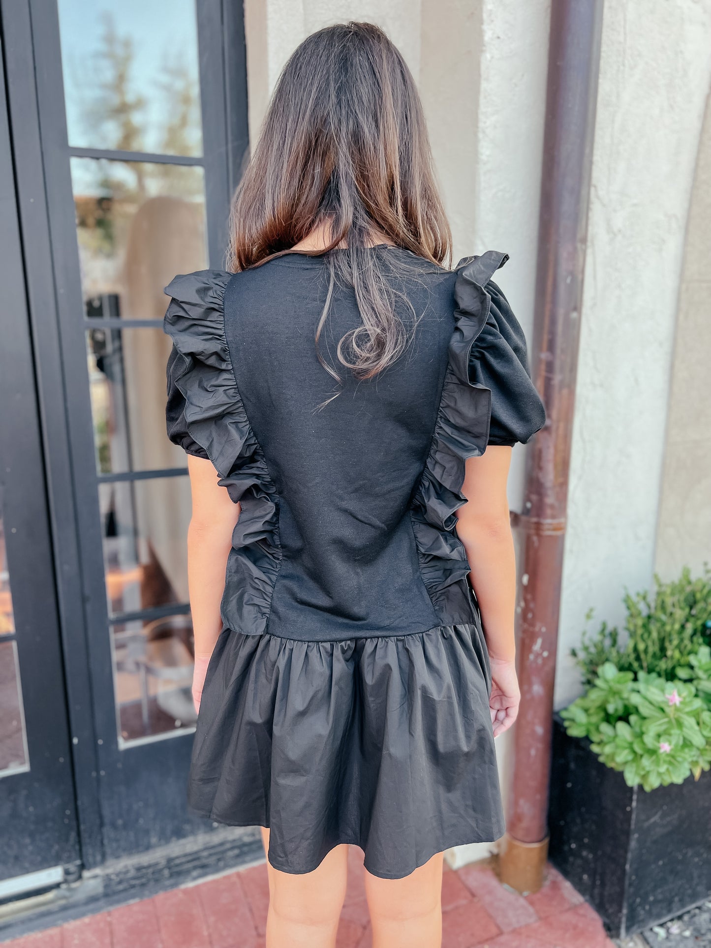 Hayley Black Ruffle Dress