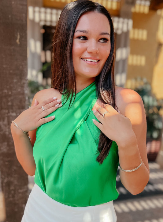 Emerson Green Cross Halter Top
