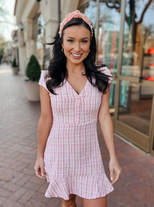 Blair Pink Tweed Dress