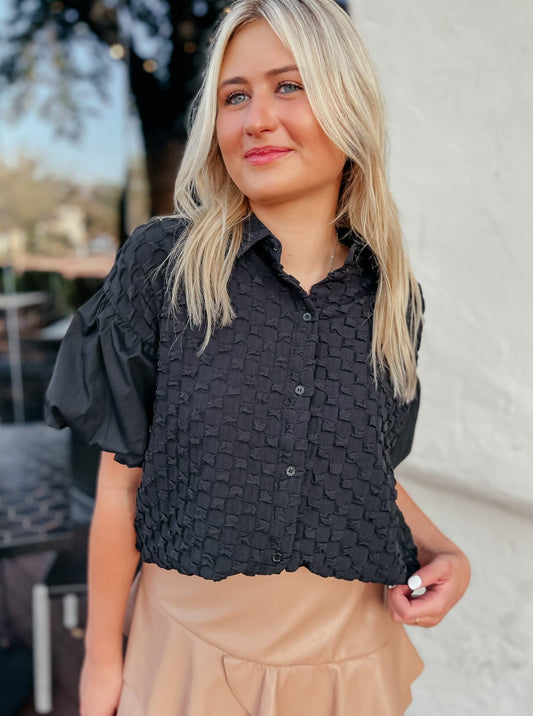 Emily Black Bubble Sleeve Top