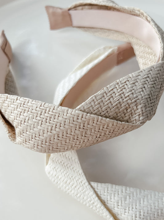 BEIGE Rattan Woven Headband