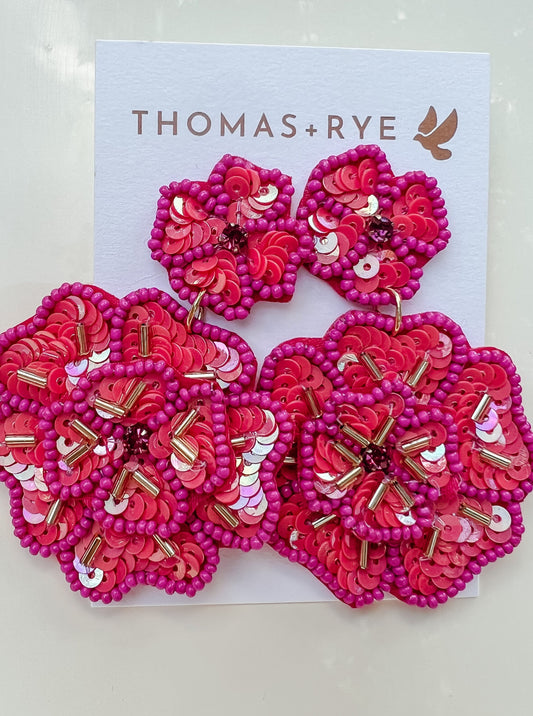 Pink Pizzazz Flower Earrings