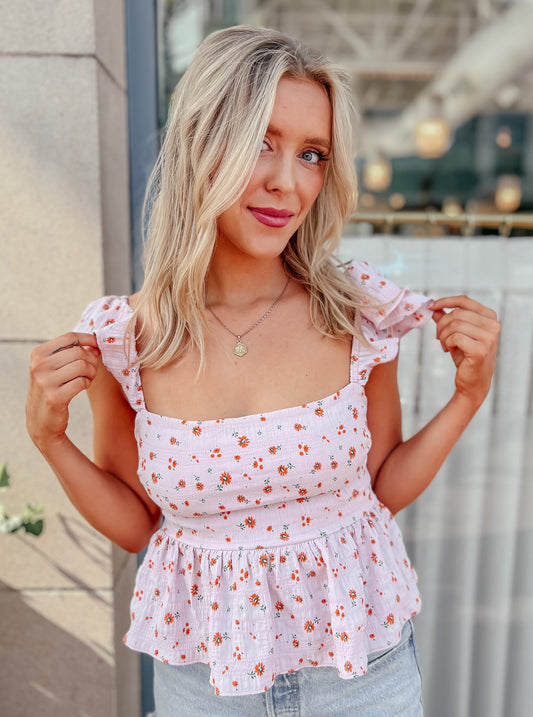 Sweet Sadie Back-Tie Floral Top