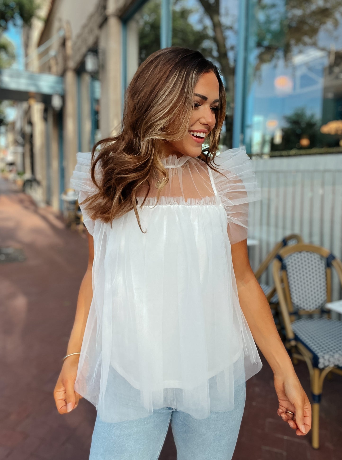 Raelynn White Tull Top